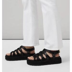 Rag & Bone Park Women's Platform Sandals Fisherman Black Leather Strappy US 7.5